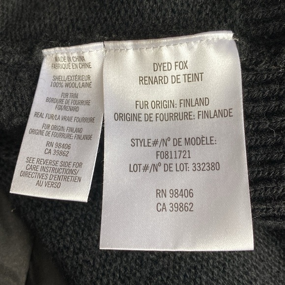 Theory black wool fox collar long sweater cardigan jacket large - Picture 7 of 8